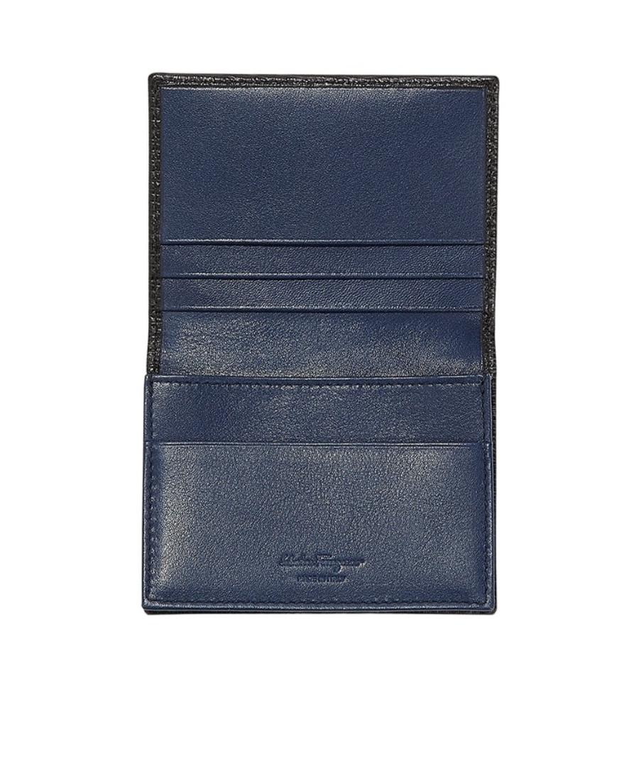 Ferragamo Textured Leather Cardholder In Black