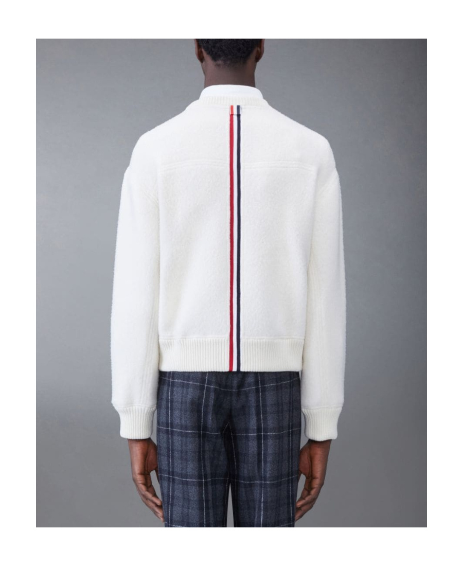 Thom Browne Logo-patch Crew Neck Jumper In White