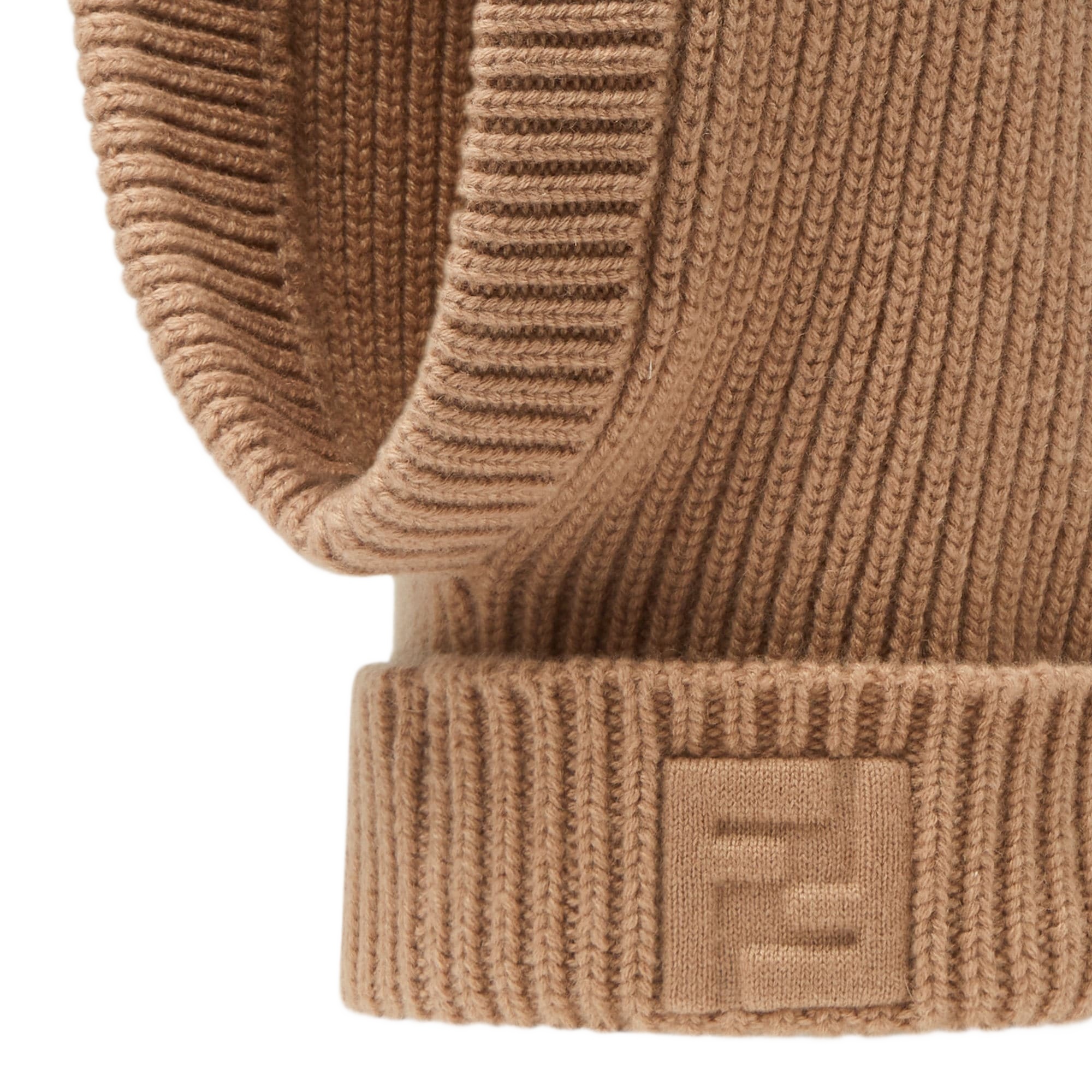 Fendi Ff Embossed Ribbed Knit Balaclava In Brown