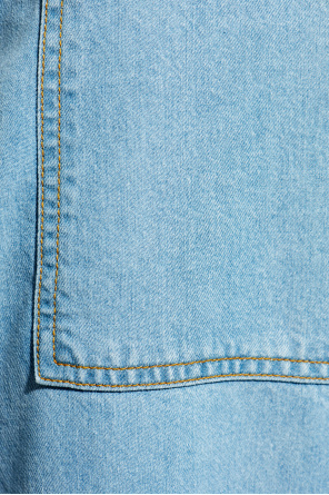 Officine Generale Topstitching-detail Patch-pocket Trousers In Blue