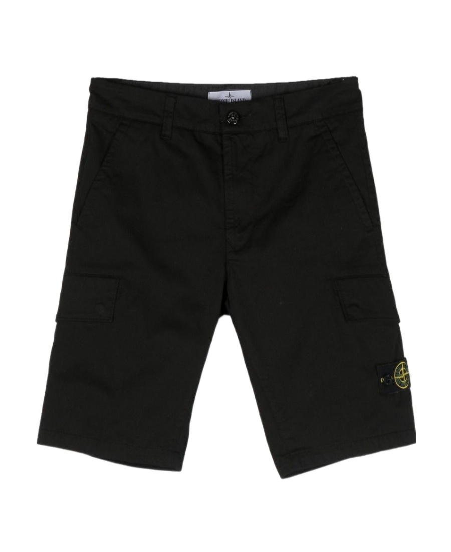 Stone Island Logo-patch Cargo Shorts In Black