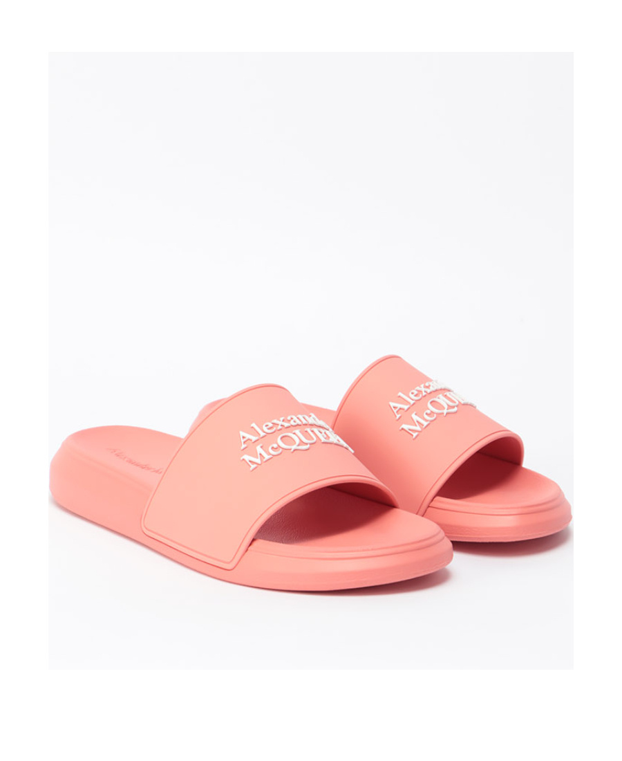 Alexander Mcqueen Embossed-print Slides In Pink