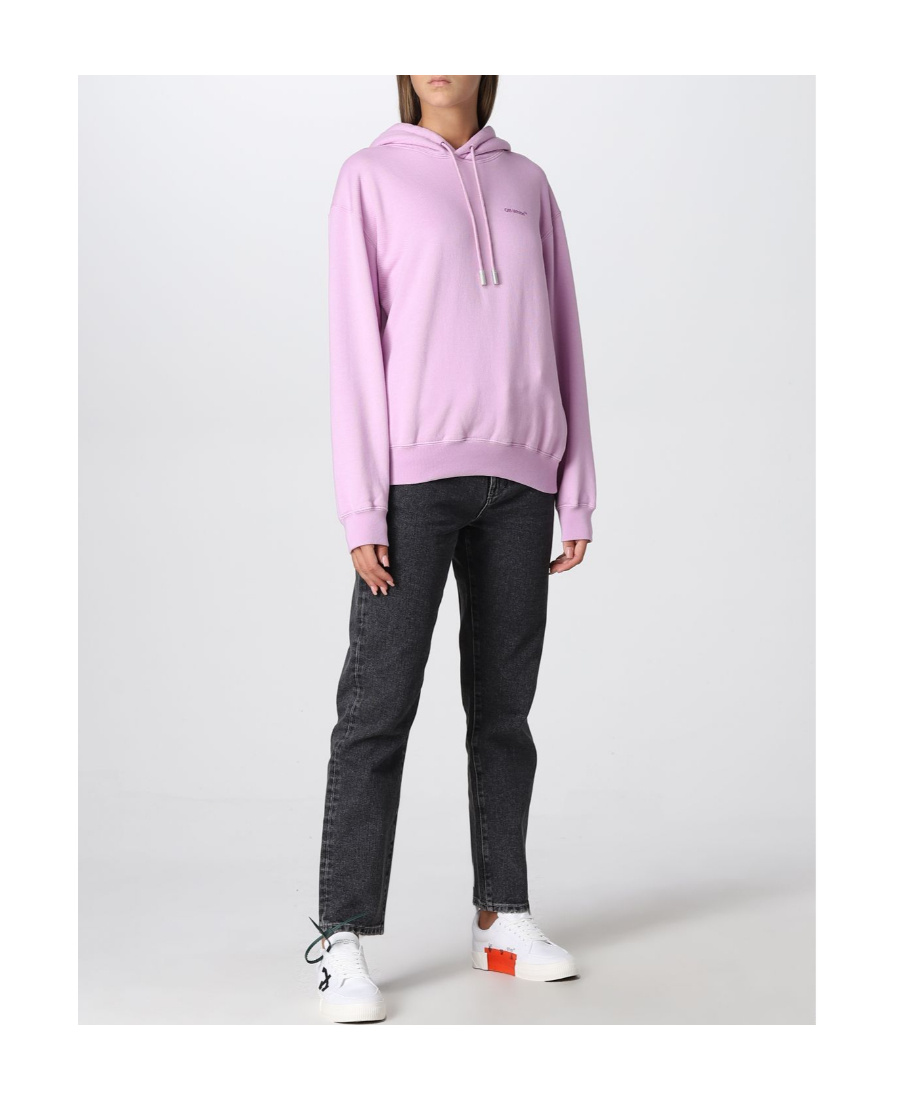 Off-white Diagonal Striped Hooded Sweatshirt In Pink