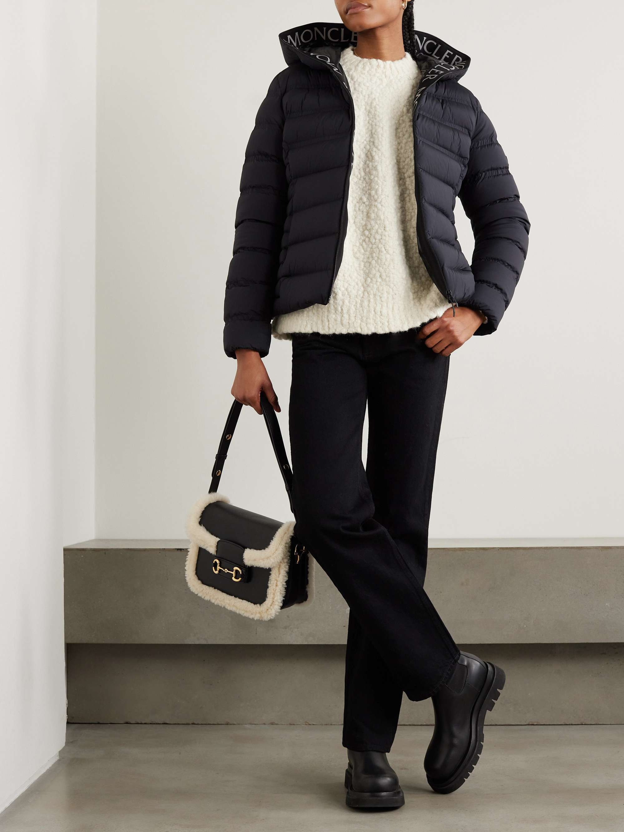 Moncler Long-sleeved Down Jacket In Black