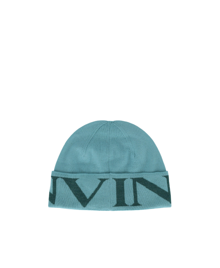 Lanvin Logo Knitted Hat In Blue