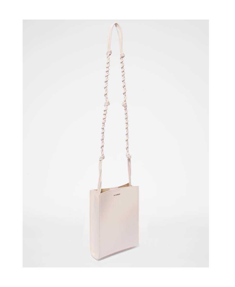 Jil Sander White Embossed Crocodile Effect Shoulder Bag In Pink
