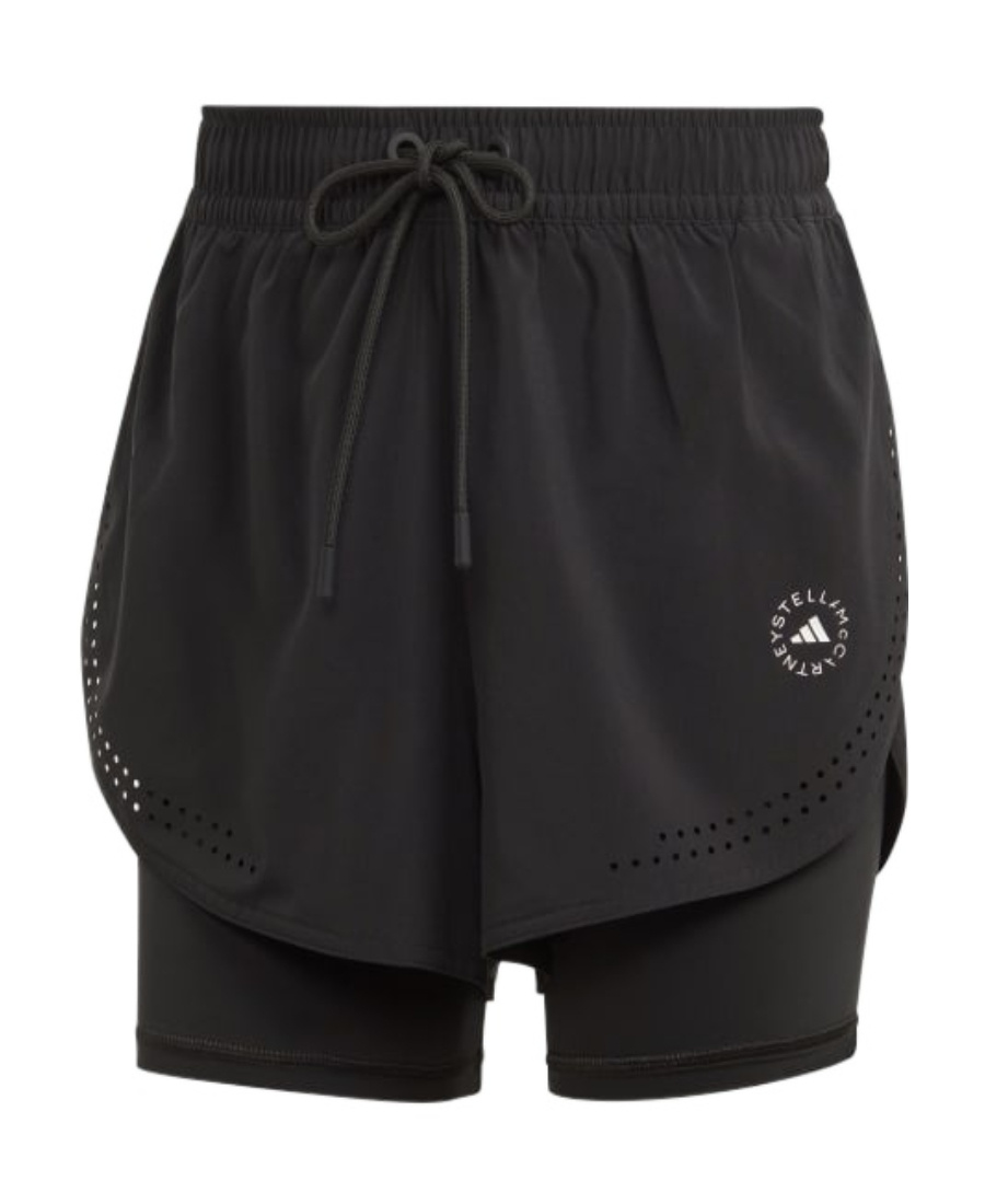 Shop Adidas By Stella Mccartney Truepurpose Layered Track Shorts In Black