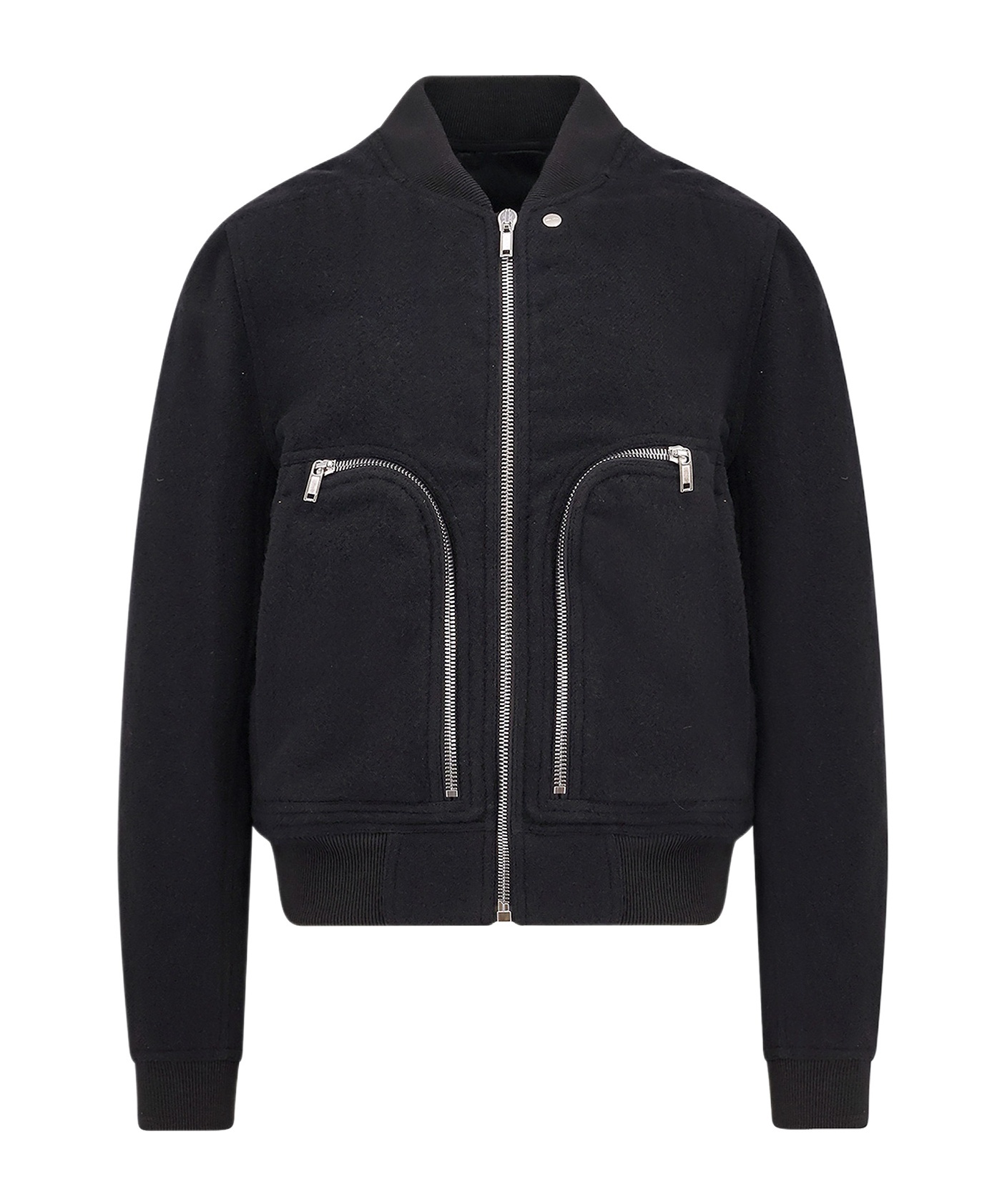 Rick Owens Leather Bomber Jacket In Black