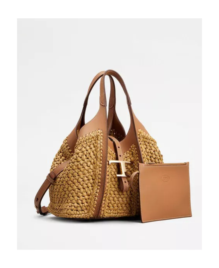 Tod's T Timeless Woven Mini Tote Bag In Brown