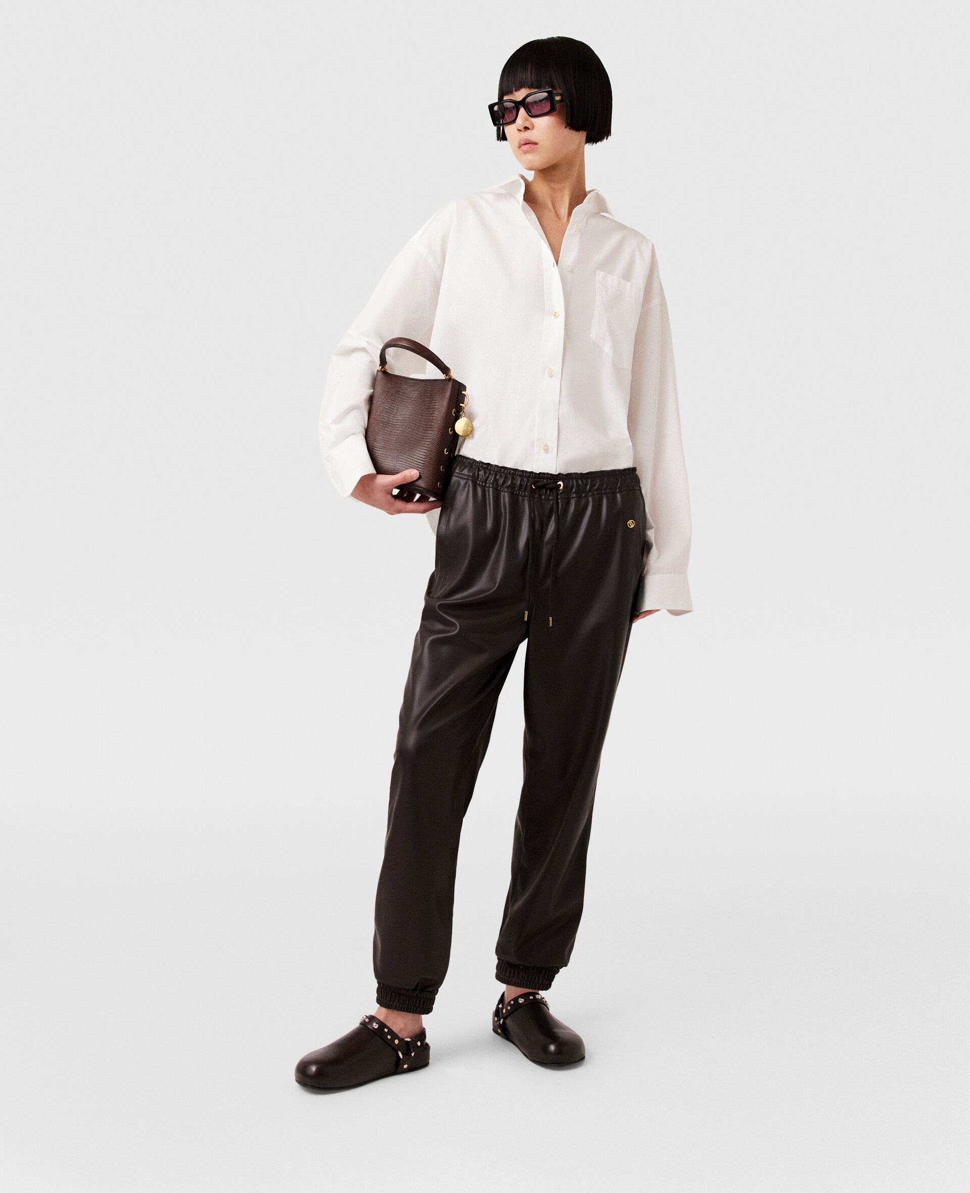 Stella Mccartney Stella Mc Cartney Faux Leather Joggers In Black