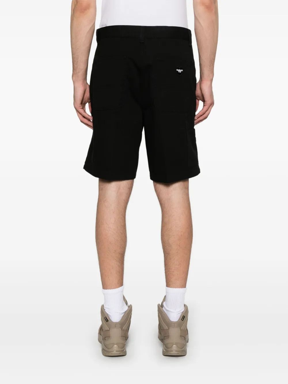Carhartt Wip Walter Single Knee Logo-patch Shorts In Black