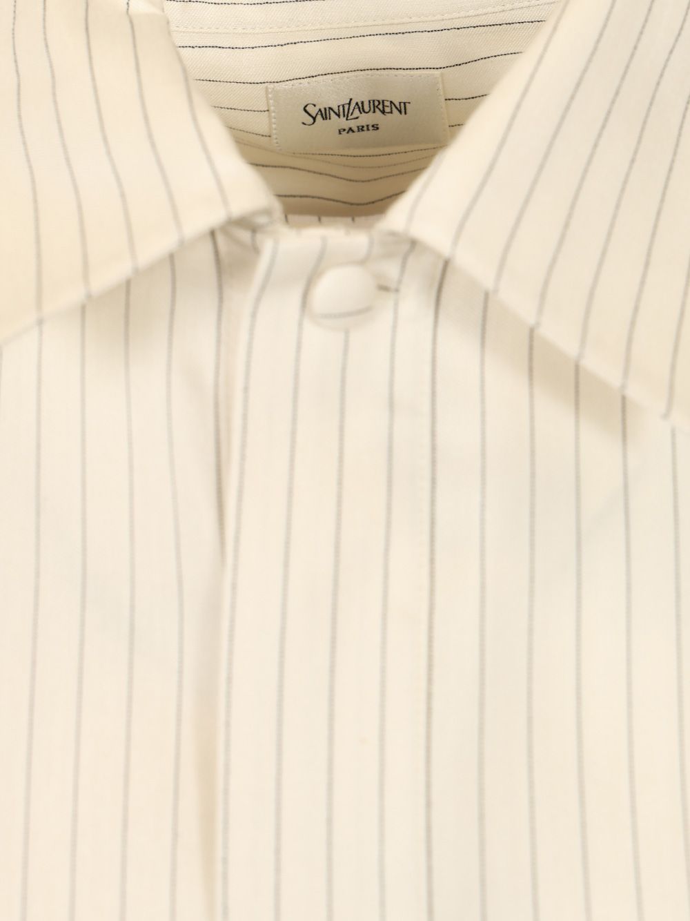 Shop Saint Laurent Lapel Long-sleeved Shirt In White