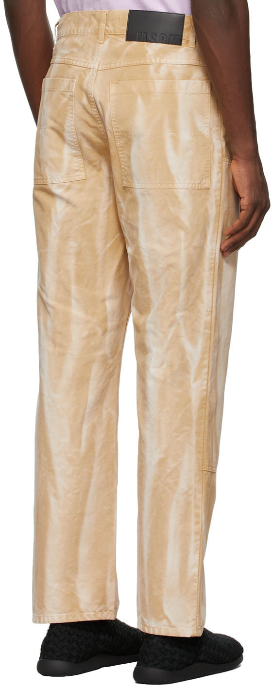 Msgm Beige Tie-dye Denim Pants In Nude
