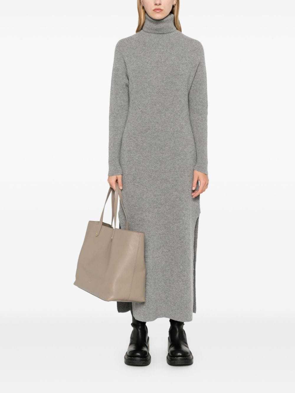 Shop Golden Goose Ribbed-knit Knitted Dress In Gray