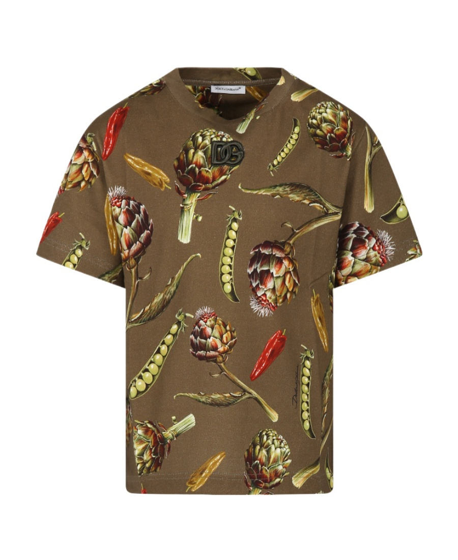 Dolce & Gabbana Short-sleeved T-shirt With Round Neck In Green