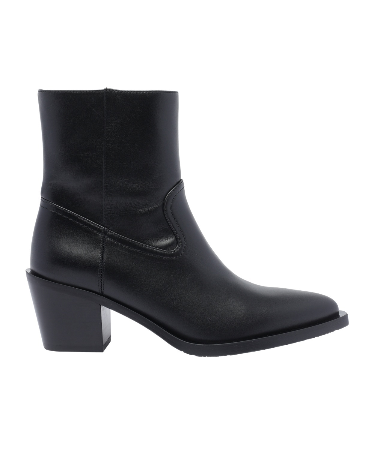 Stuart Weitzman Leather Block Heel Ankle Boots With Pointed Toe