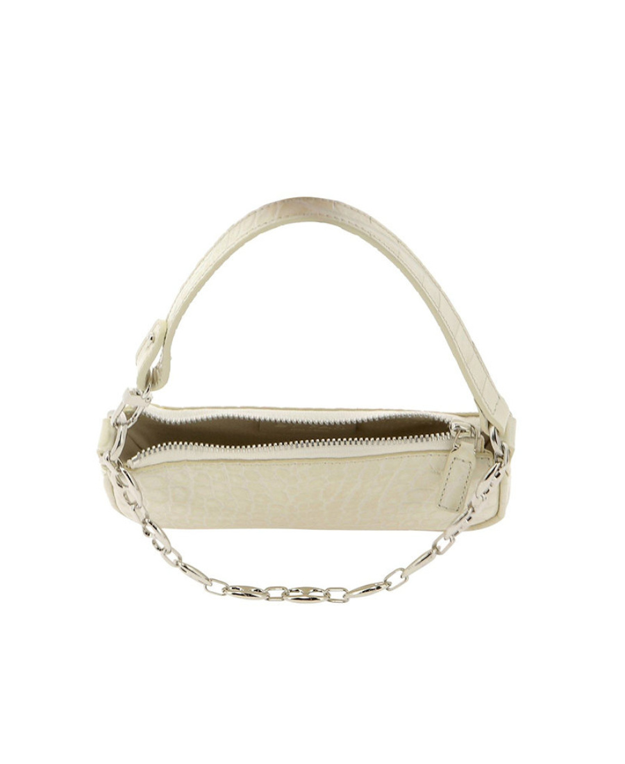 By Far Rachel Single Shoulder Bag With Imitation Crocodile Pattern In Nude