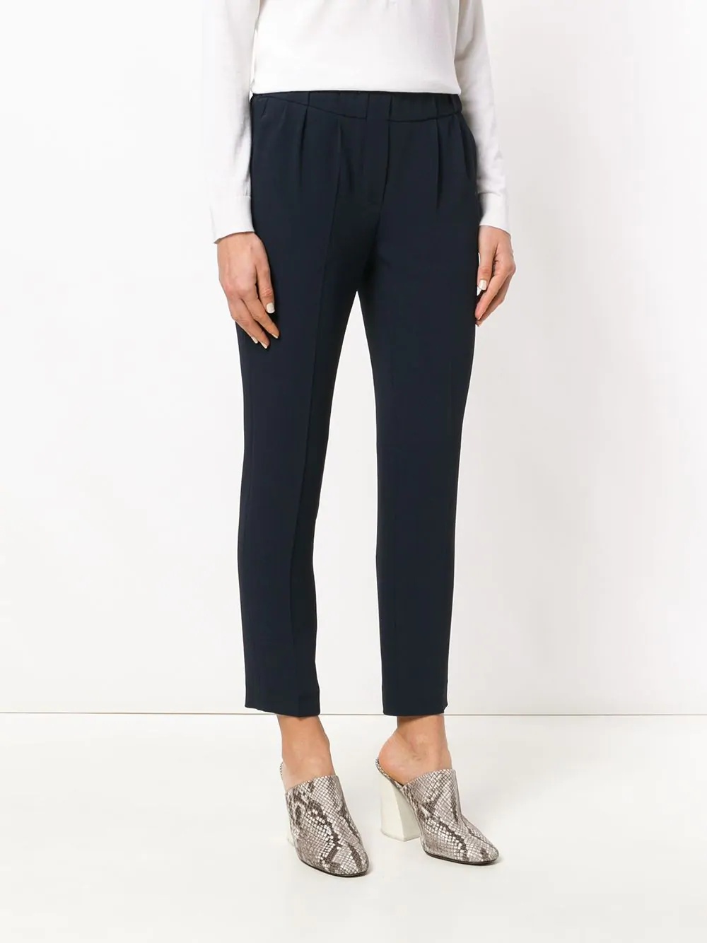 Brunello Cucinelli Tapered Cropped Trousers In Black