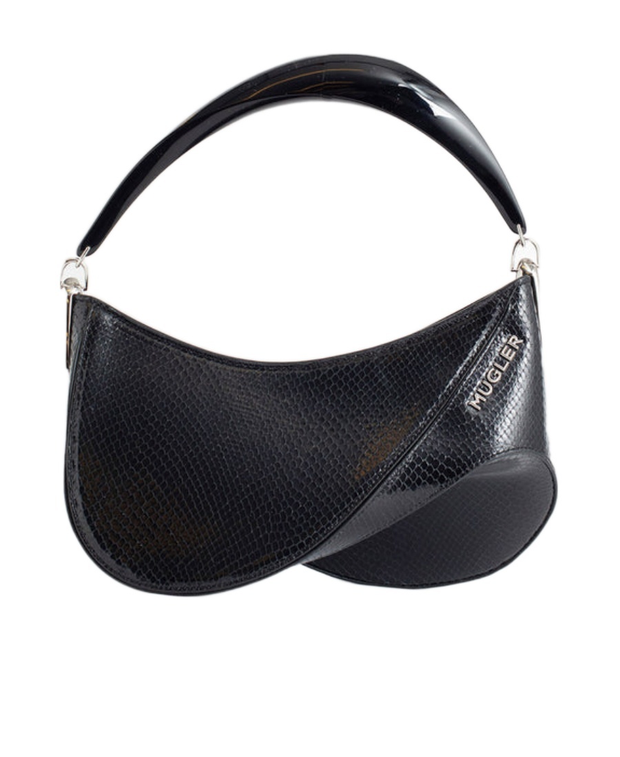 Mugler Spiral Curve Zipped Tote Bag In Black