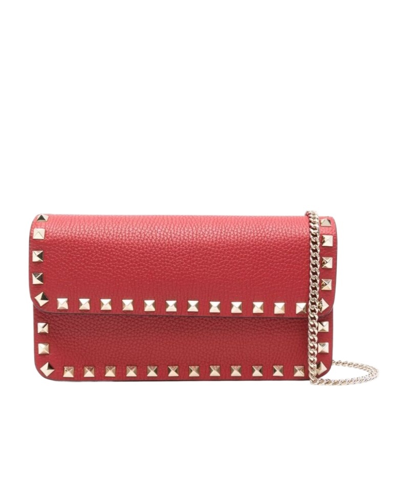 Valentino Rockstud Clutch Bag In Red