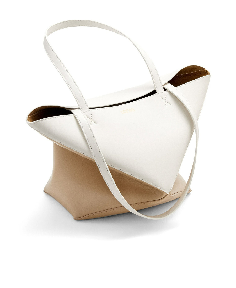 Loewe Mini Puzzle Leather Shoulder Bag In Nude