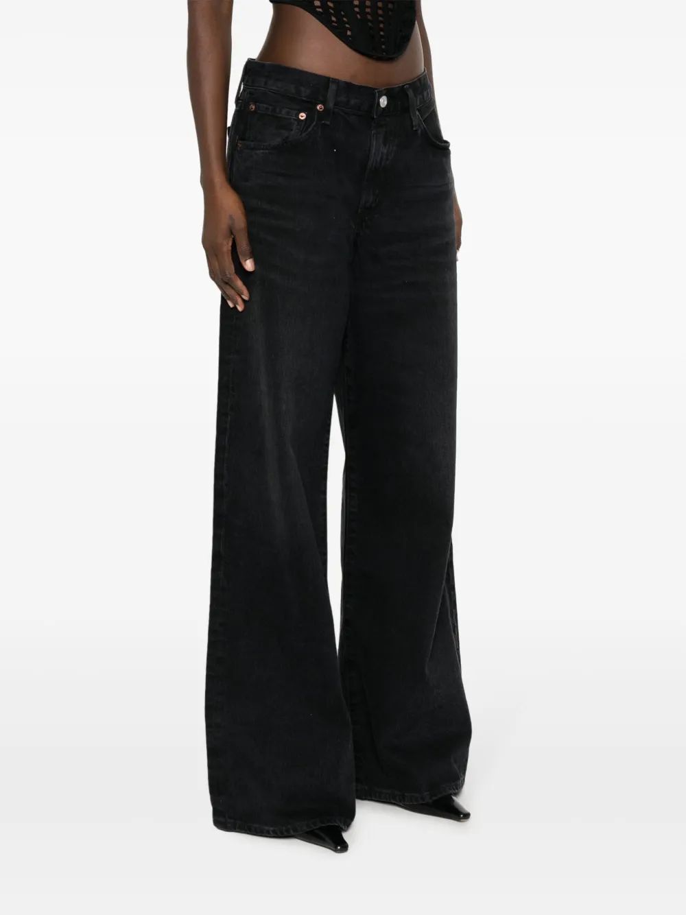 Agolde Clara Wide-leg Jeans In Black