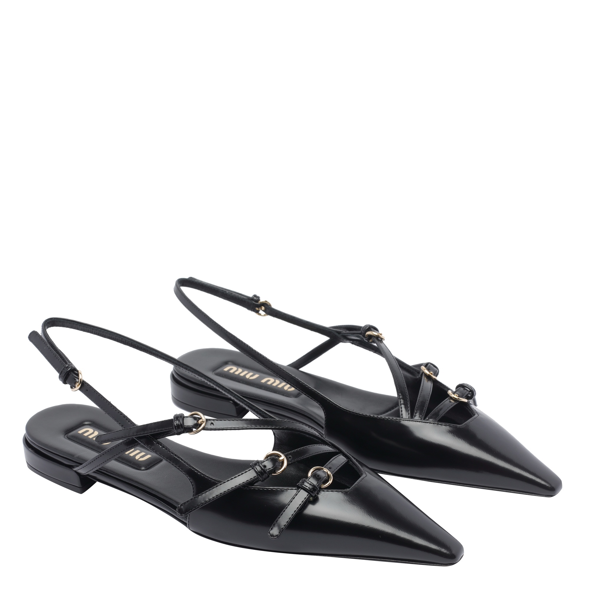 Miu Miu Patent Leather Slingback Ballerina Flats