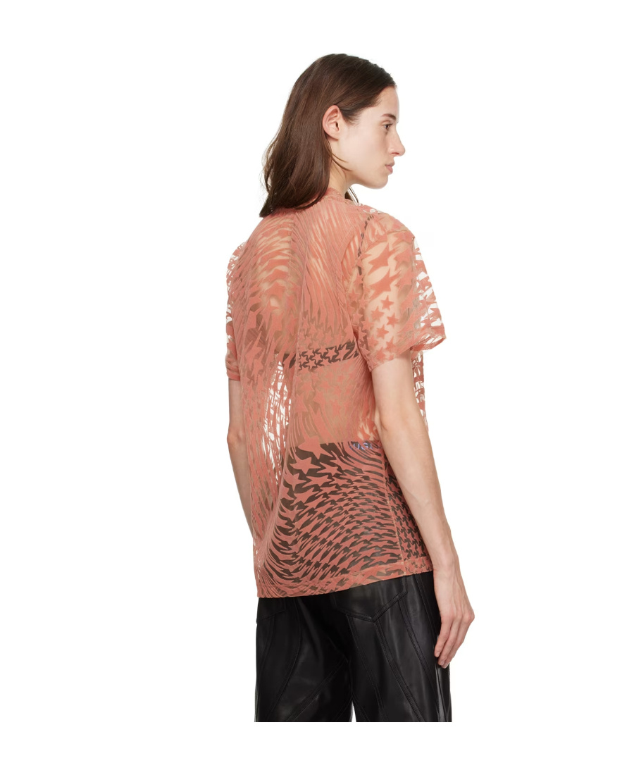 Shop Mugler T-shirt With Round Neck And Short Sleeves In Pink