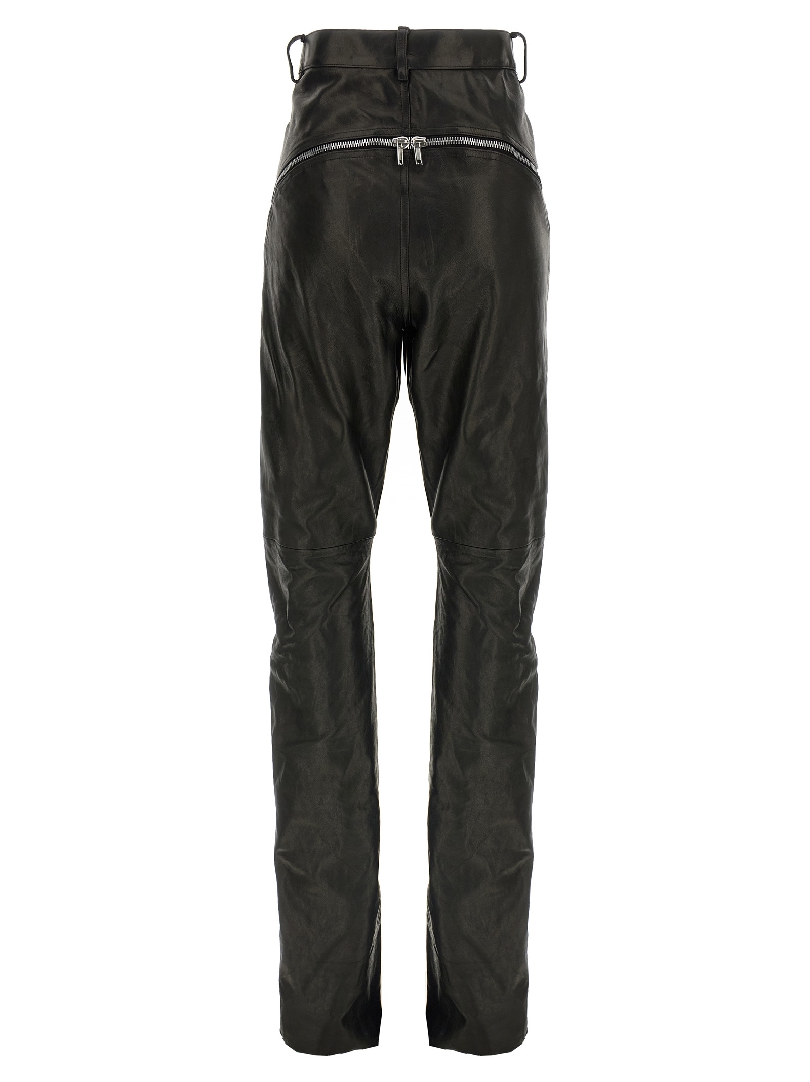Rick Owens Bolan Banana Zip-detail High-waisted Leather Trousers In Black