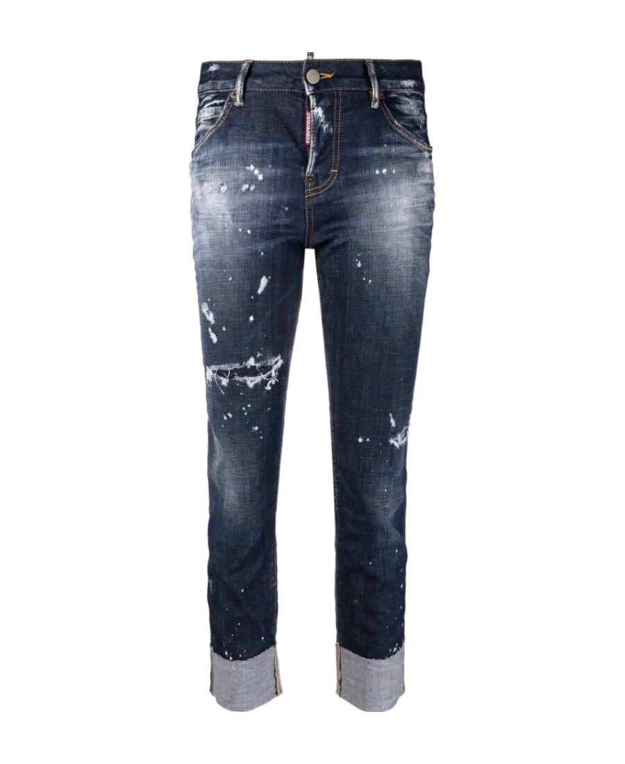 Dsquared2 Distressed Cropped Jeans In Blue