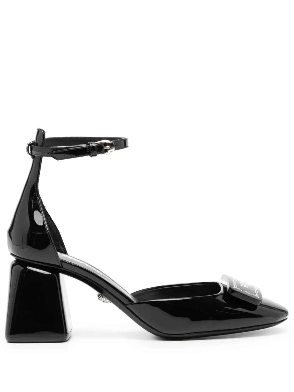 Versace Barret Embellished Patent-leather Pumps In Black
