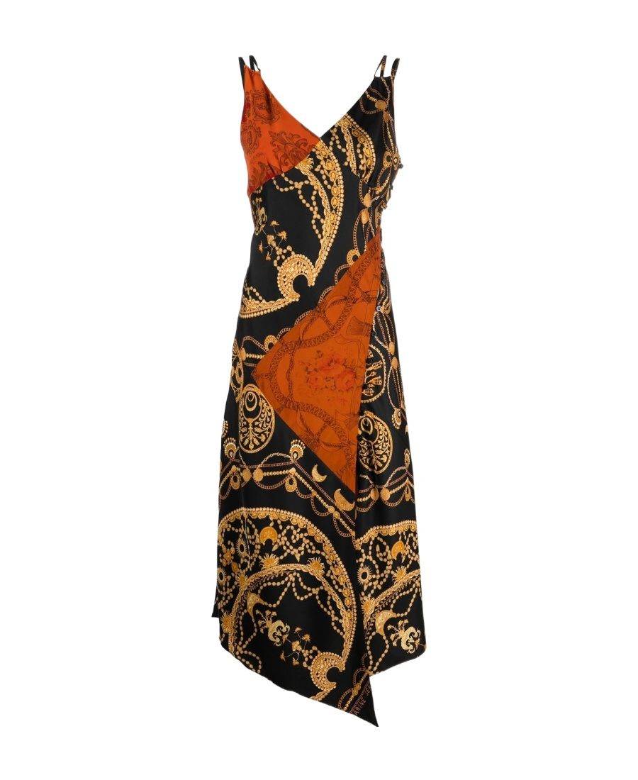 Marine Serre Ornament Jewelry-print Regenerated-silk Dress In Black