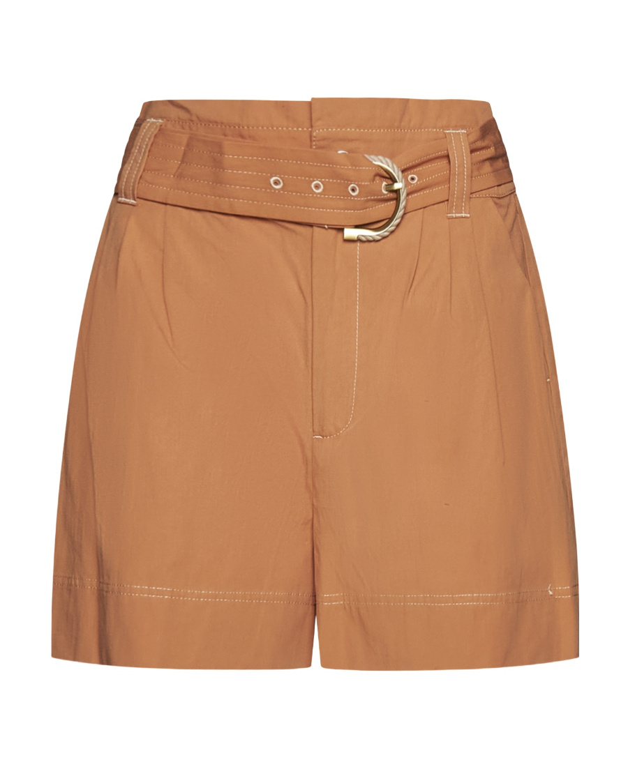 Twinset Belted High-waist Shorts In Brown