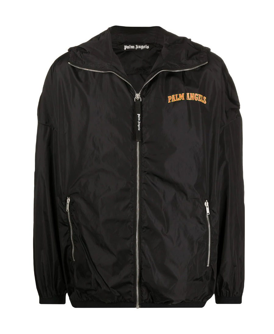 Palm Angels Logo Print Lightweight Jacket In Black
