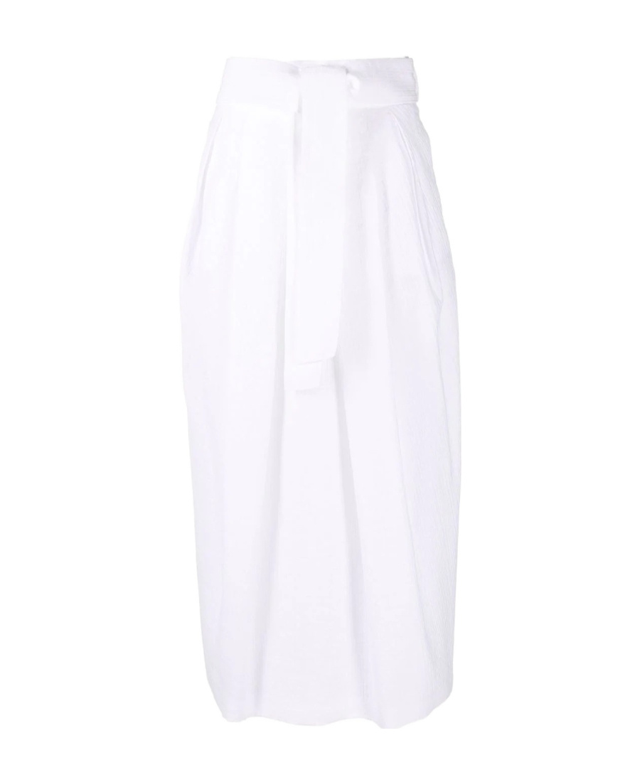 Fabiana Filippi Belted Cotton Midi Skirt In White