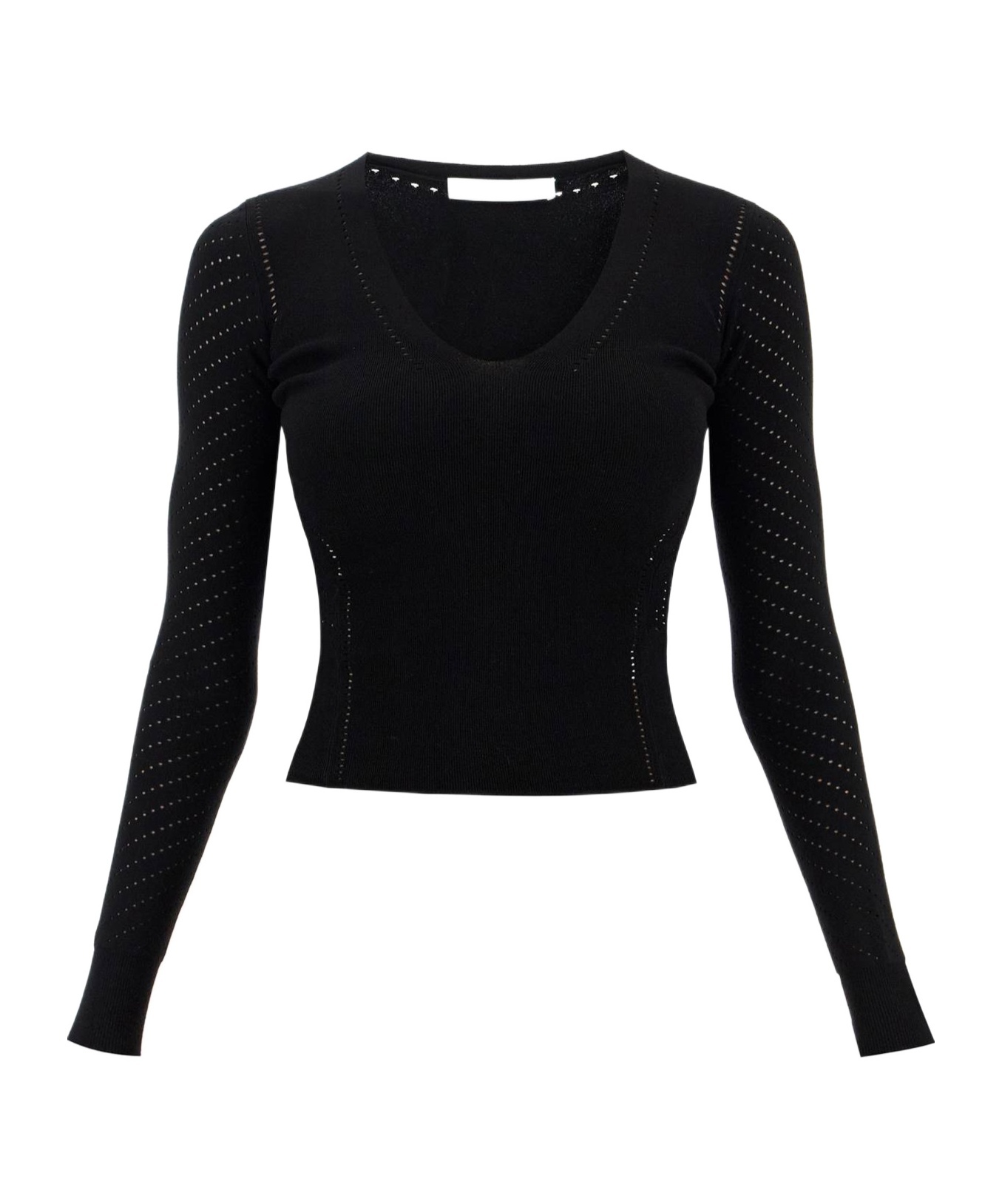Max Mara Knitted Sweater With Perforated Details ' In Black