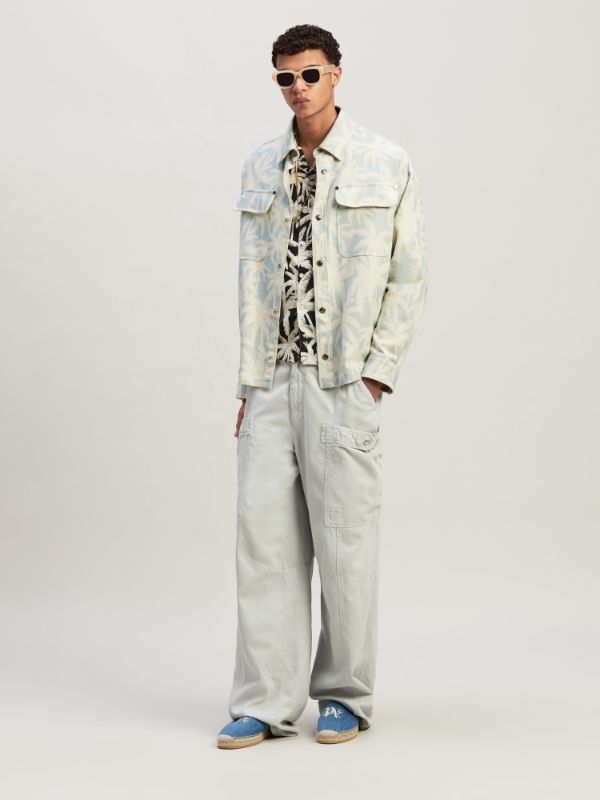 Palm Angels Palm Tree Printed Overshirt In White