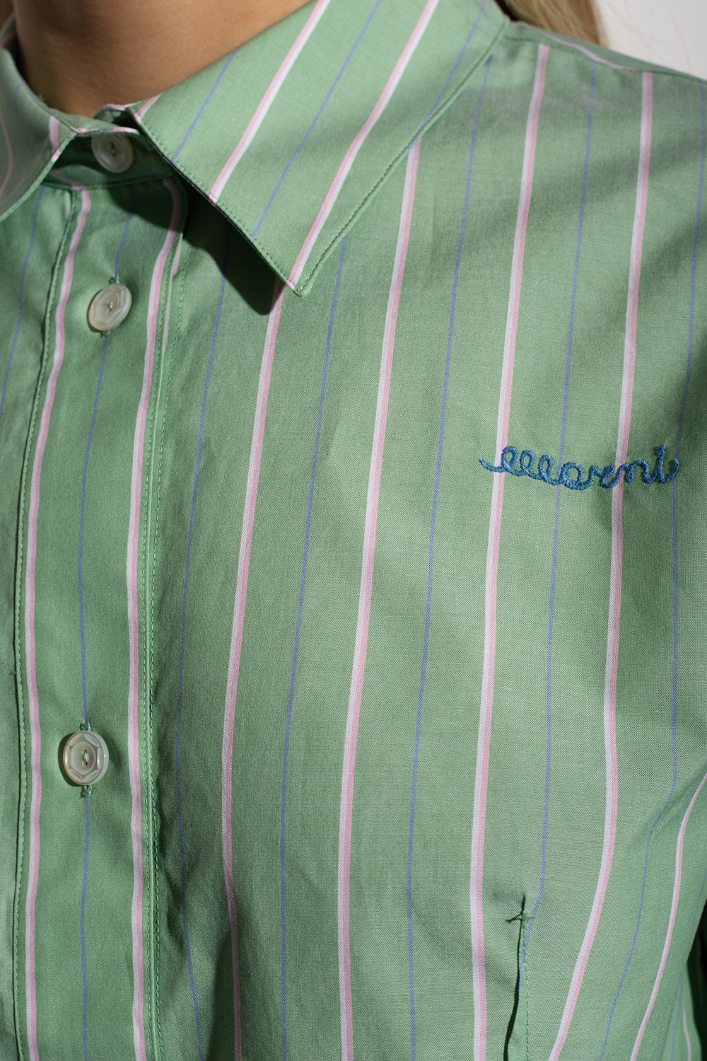 Marni Stripe-pattern Cropped Shirt In Green