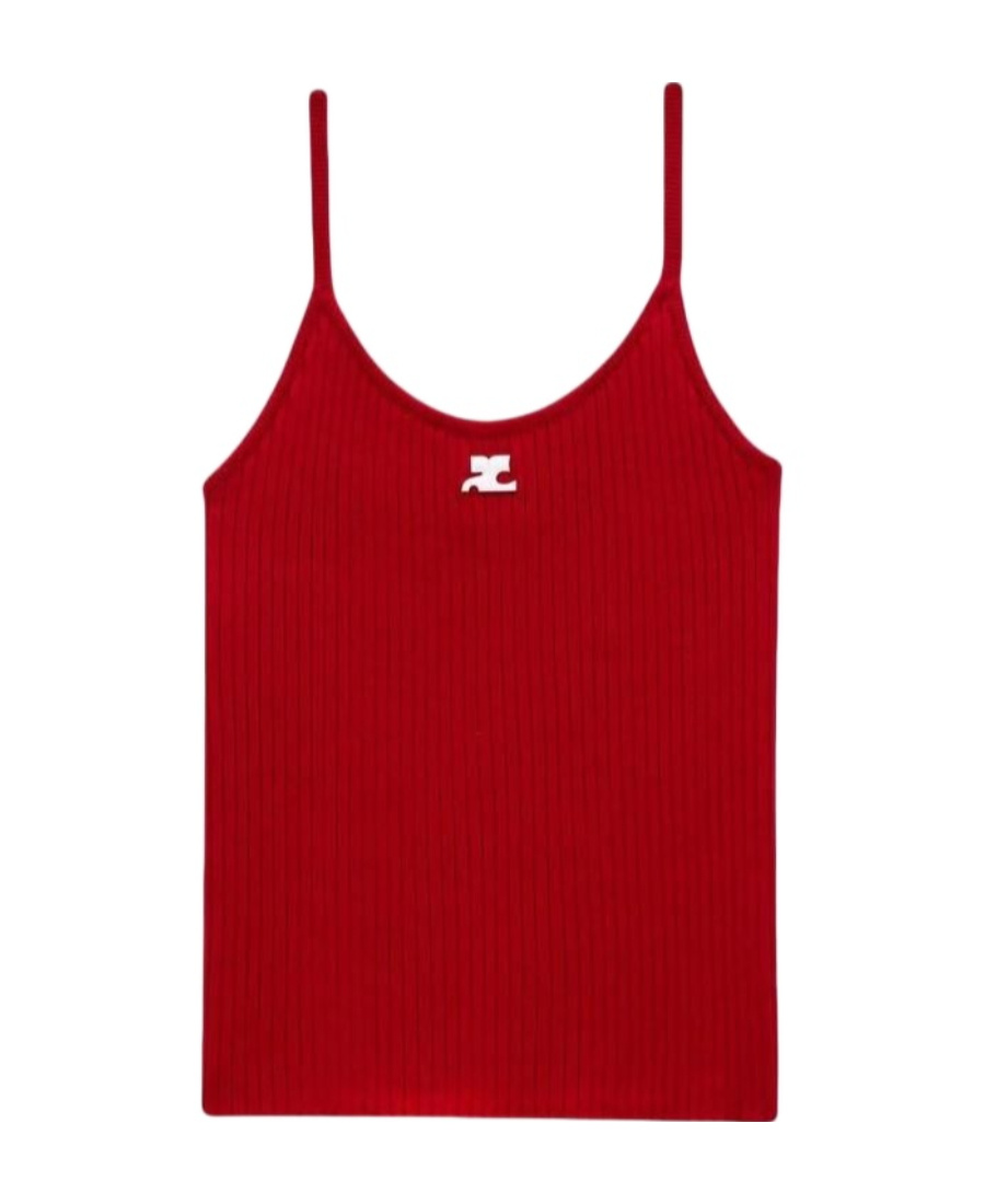 Courrèges Ribbed-knit Ribbed Tank-top In Red