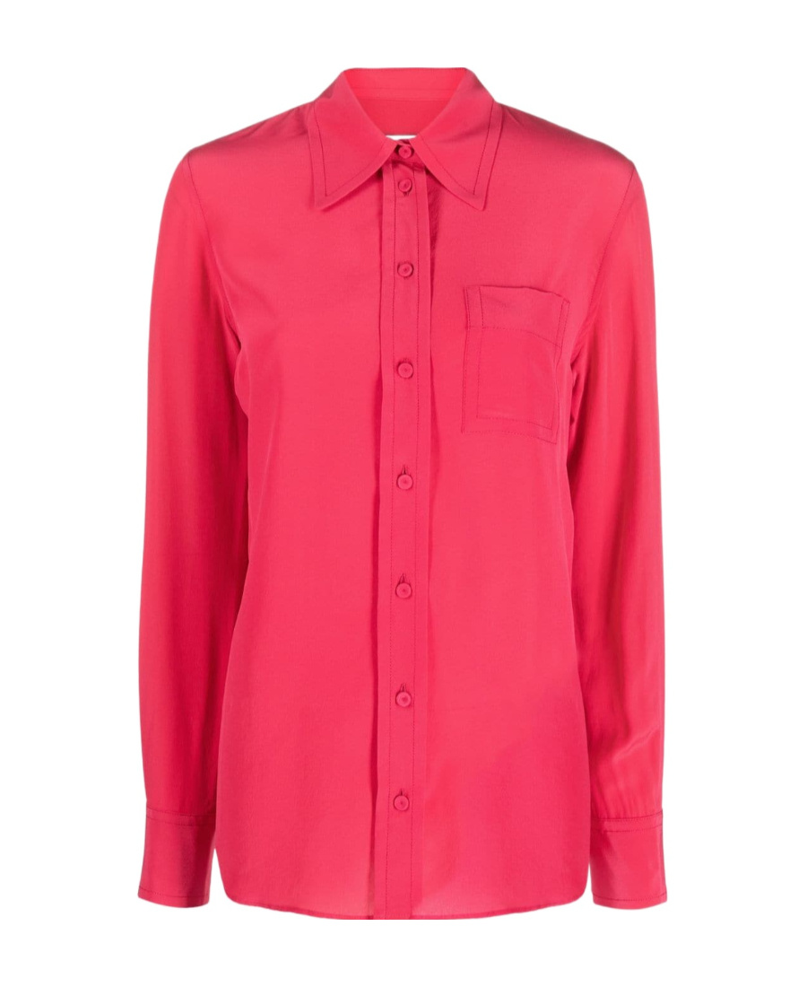Lanvin Button-down Silk Shirt With Long Sleeves In Red