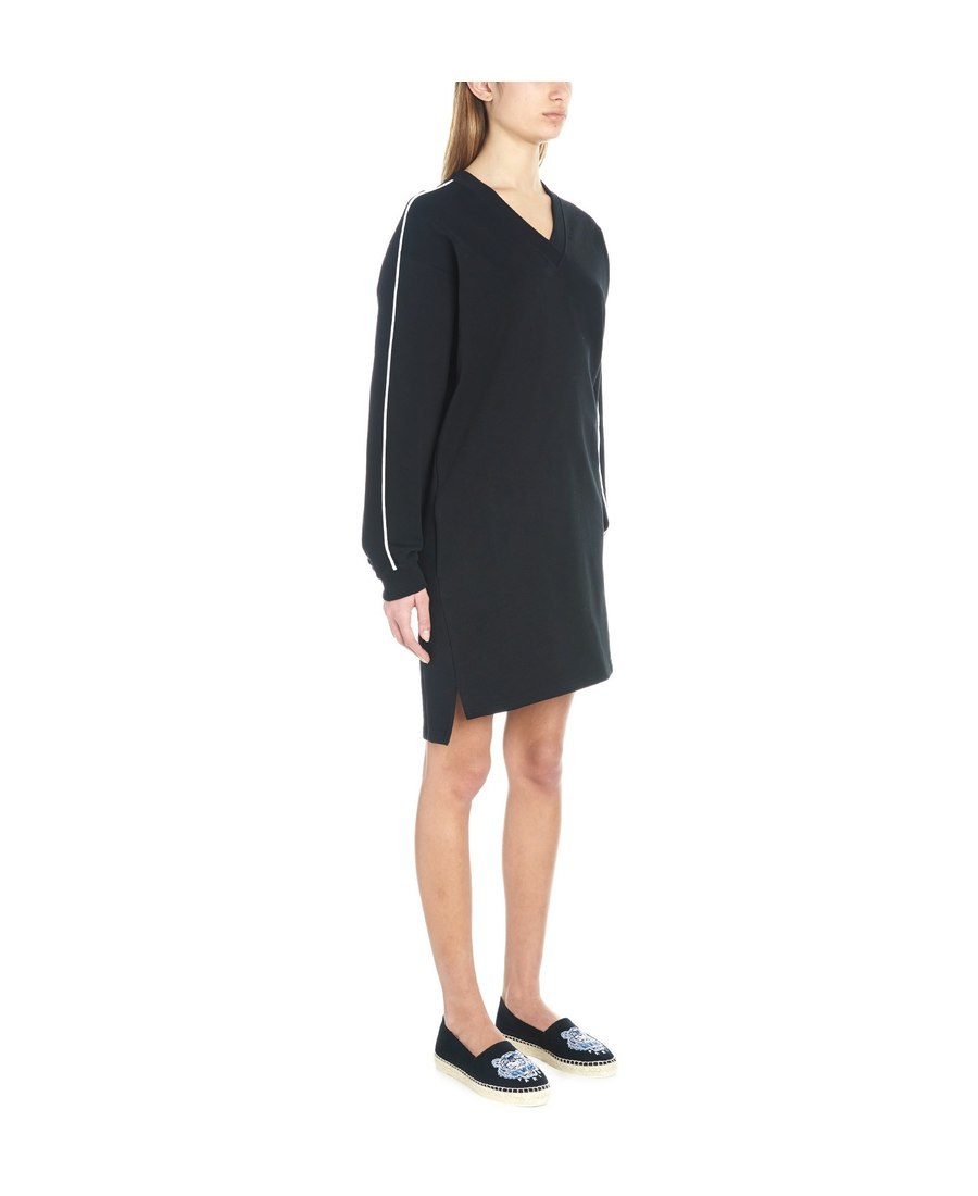 Kenzo Black Logo Print Sports Dress In Green
