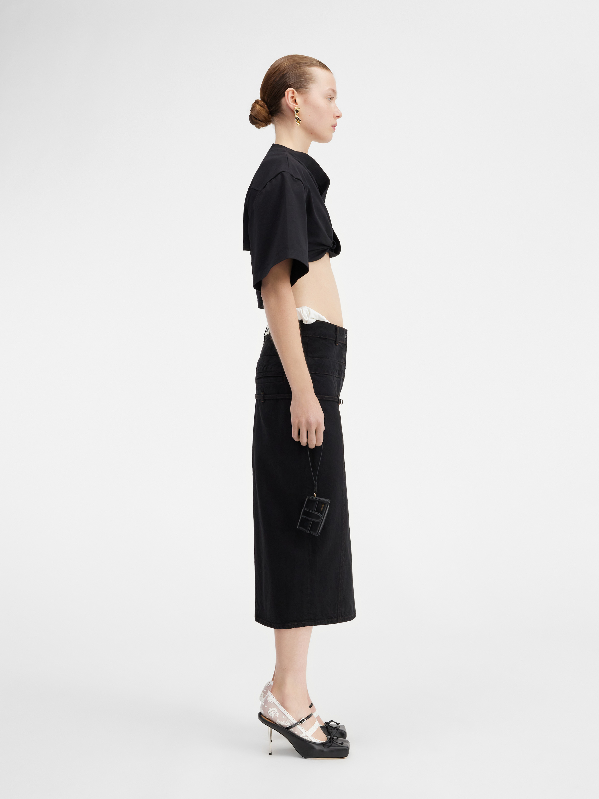 Jacquemus La Robe T-shirt Bahia Cotton Crop Top In Black