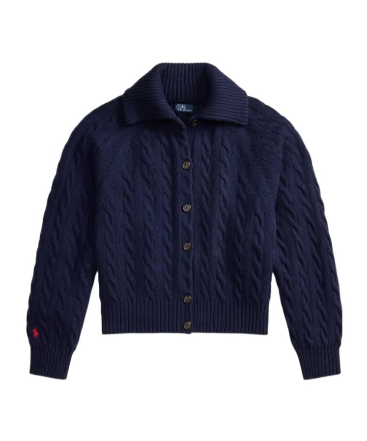 Polo Ralph Lauren Cable-knit Cardigan In Dark Blue