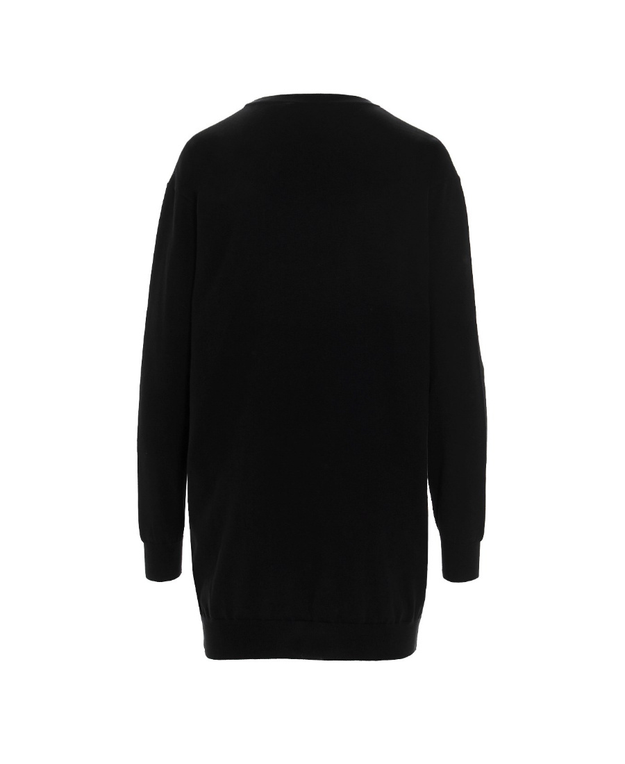Moschino Logo-print Bear-motif Sweater Dress In Black