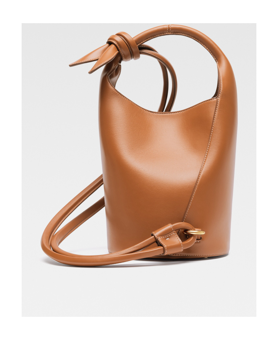 Jacquemus Mini Knotted Bucket Bag In Brown