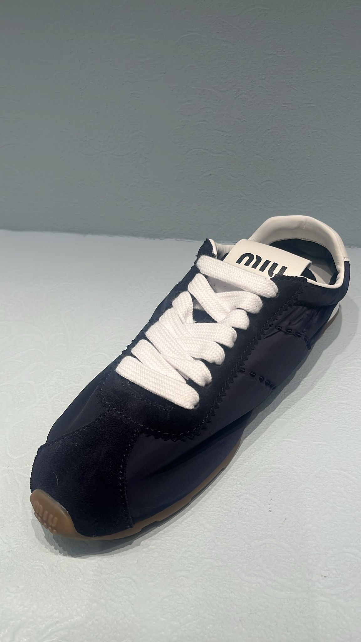 Miu Miu Fabric And Suede Sneakers With Contrast Sole In Blue