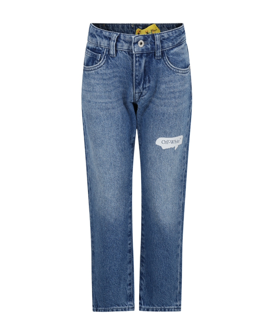 OFF-WHITE OFF-WHITE KIDS PAINT GRAPHIC LOGO PATCH JEANS