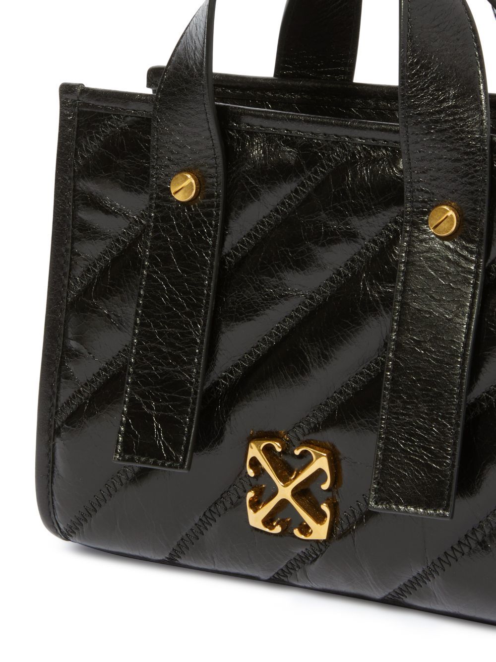 Off-white Logo-plaque Quilted Tote Bag In Black