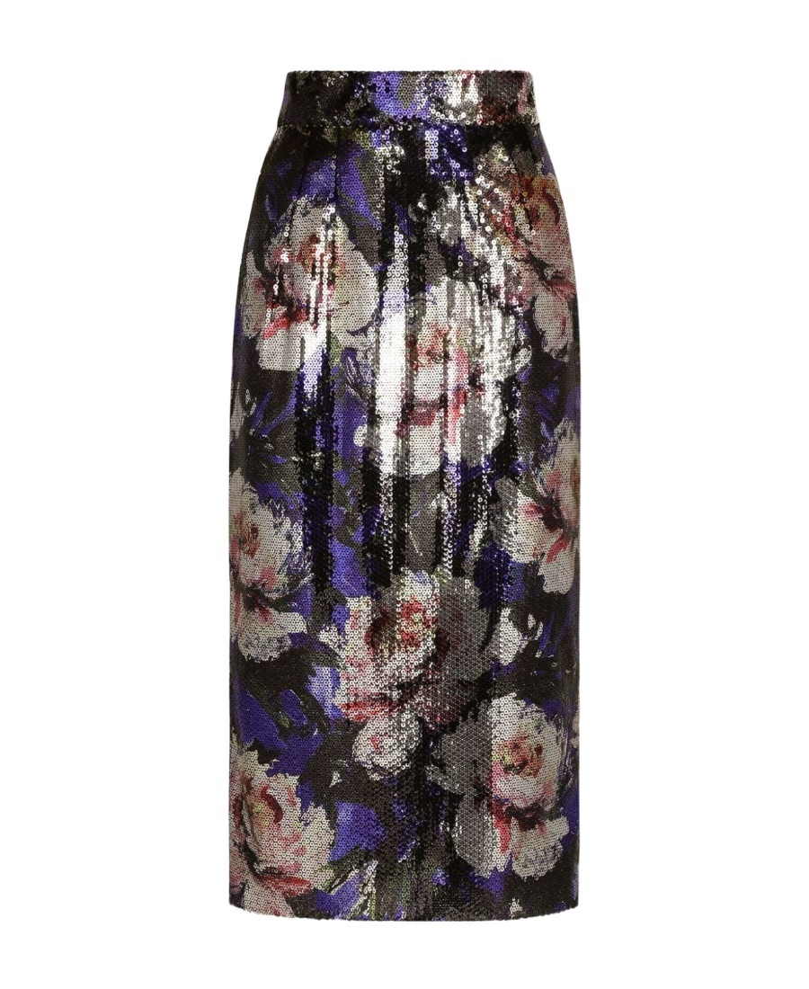 Dolce & Gabbana Sequin-embellished Pencil Midi Skirt In Black