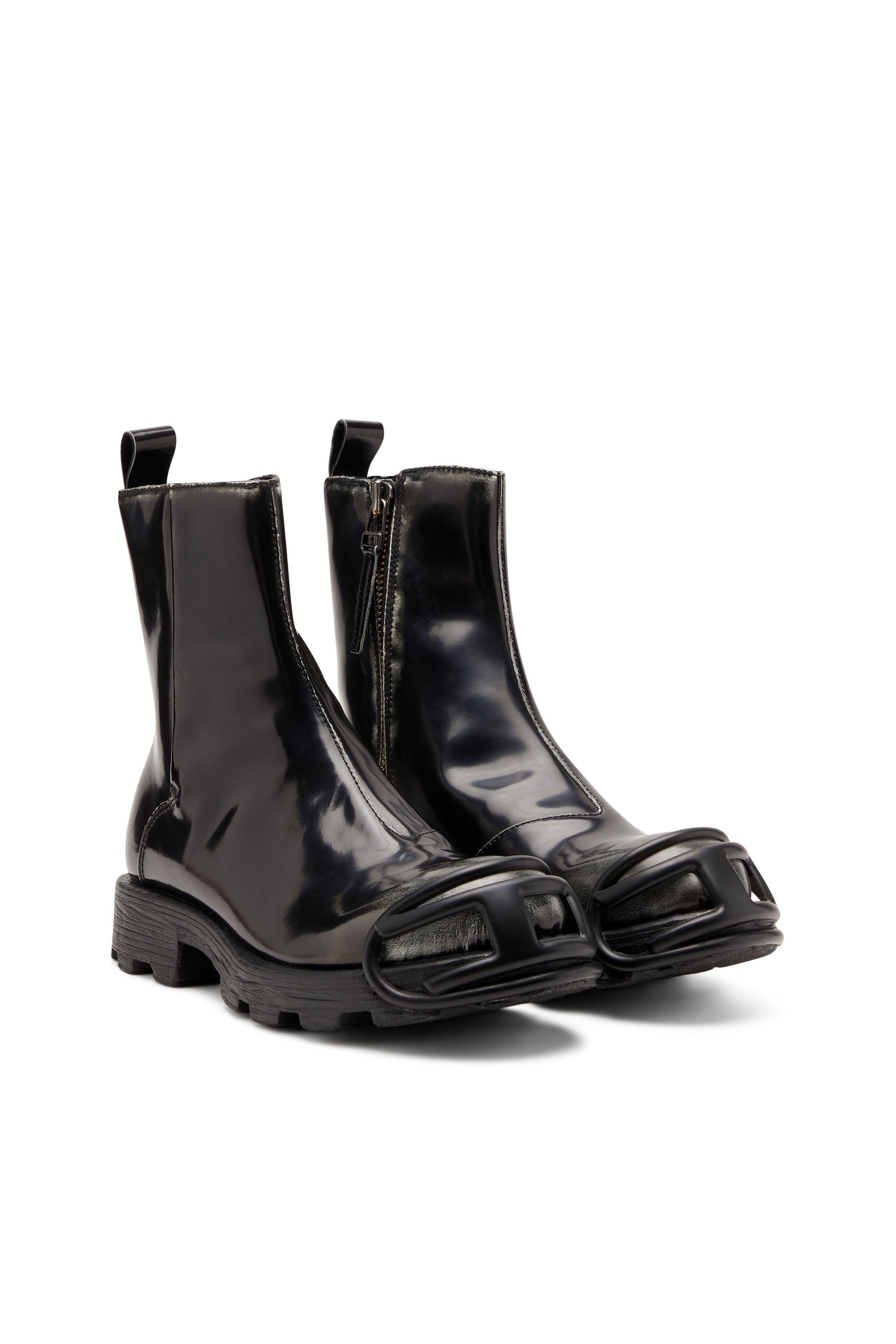 Diesel D-hammer Zip D Denim Ankle Boots In Black